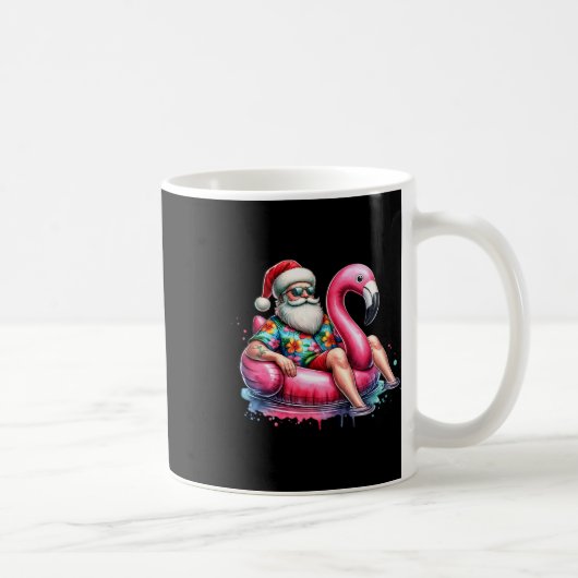 Hawaiian Shirt Santa Flamingo Floatie Christmas In Kaffeetasse (Rechts)