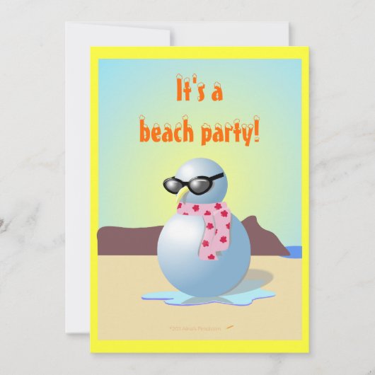 Hawaiian Snowman Funny Beach Party Einladungen Tem (Vorderseite)