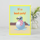 Hawaiian Snowman Funny Beach Party Einladungen Tem (Stehend Vorderseite)