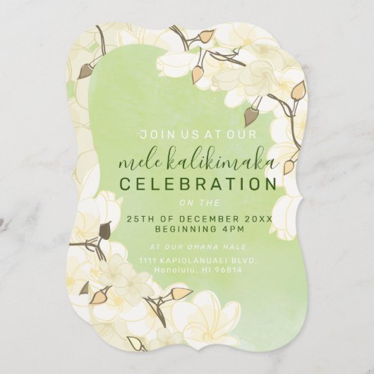 Hawaiian Soft Sun Weiße Blume Weihnachten Einladung (Vorne/Hinten)