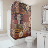 Hawaiian stammesstil Motiv fabric patchwork abstr Duschvorhang (Beispiel)