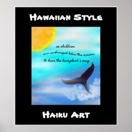 Hawaiian Style Humpback Whale Haiku Art Print Poster