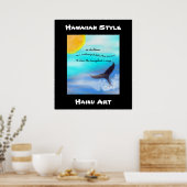 Hawaiian Style Humpback Whale Haiku Art Print Poster (Küche)