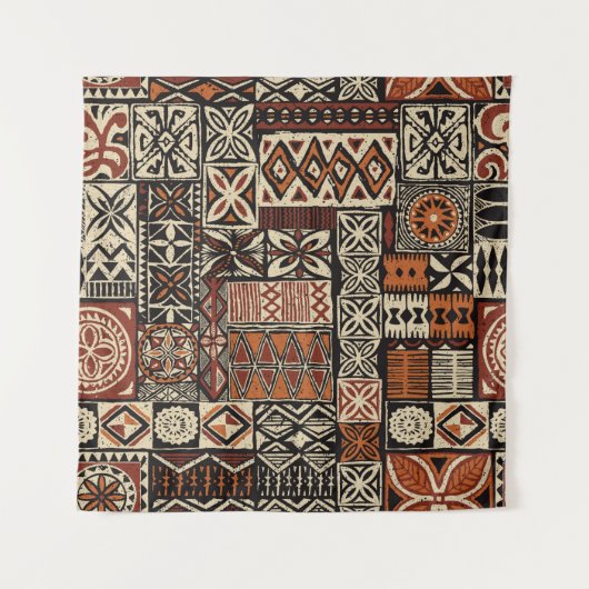 Hawaiian style tapa tribal fabric abstract patchwo wandteppich (Vorderseite (Horizontal))