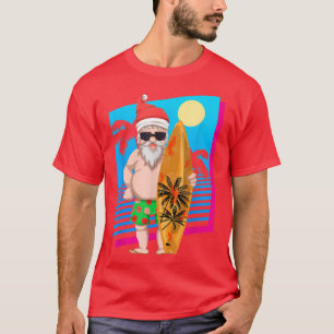 Hawaiian Summer Surfer Weihnachtsmann Funny Weihna T-Shirt