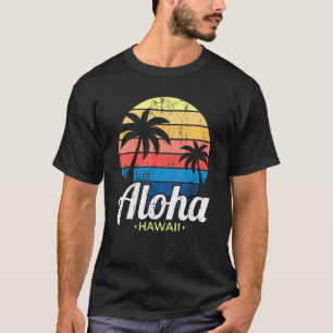 Hawaiian Summer Tropical Sunset Palm Trees Aloha H T-Shirt