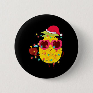 Hawaiian Summer Tropical Xmas Pineapple Christmas Button