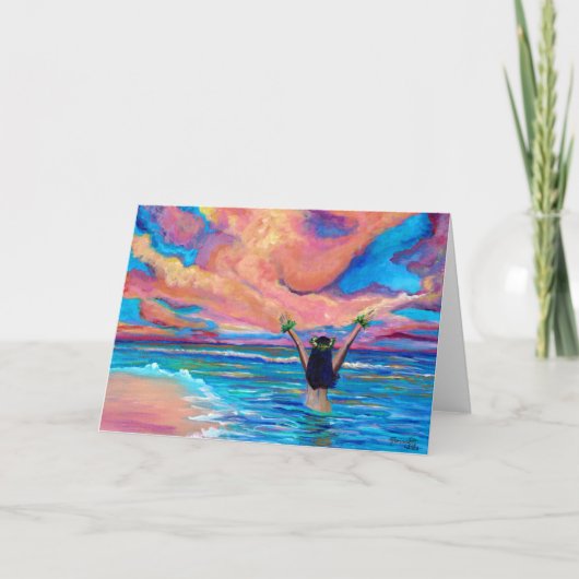 Hawaiian Sunrise Aloha oder Mahalo Card Karte (Vorderseite)