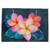 Hawaiian Sunrise Plumeria Große Geschenktasche Geschenktüte (Rückseite)