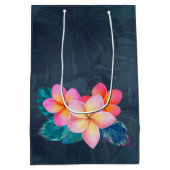 Hawaiian Sunrise Plumeria Tall Gift Bag Mittlere Geschenktüte (Rückseite)