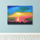 Hawaiian Sunset Acrylic Painting Canvas Print Leinwanddruck (Insitu (Holzboden))
