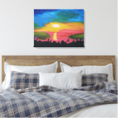Hawaiian Sunset Acrylic Painting Canvas Print Leinwanddruck (Insitu (Schlafzimmer))