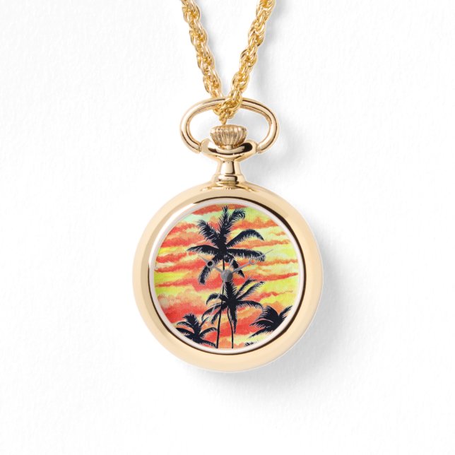 Hawaiian Sunset Coco Palms Armbanduhr (Vorderseite)