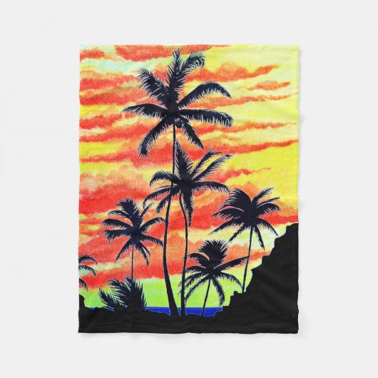 Hawaiian Sunset Coco Palms Fleecedecke (Vorderseite)