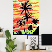 Hawaiian Sunset Coco Palms Poster (Heimbüro)