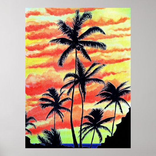 Hawaiian Sunset Coco Palms Poster (Vorne)