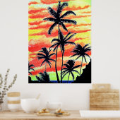 Hawaiian Sunset Coco Palms Poster (Küche)