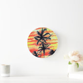Hawaiian Sunset Coco Palms Runde Wanduhr (Zuhause)