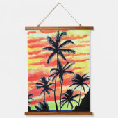 Hawaiian Sunset Coco Palms Wandteppich Mit Holzrahmen (Vorderseite)