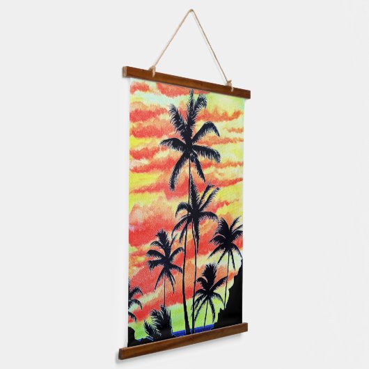 Hawaiian Sunset Coco Palms Wandteppich Mit Holzrahmen (Gewinkelt)