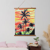 Hawaiian Sunset Coco Palms Wandteppich Mit Holzrahmen (Schlafzimmer)