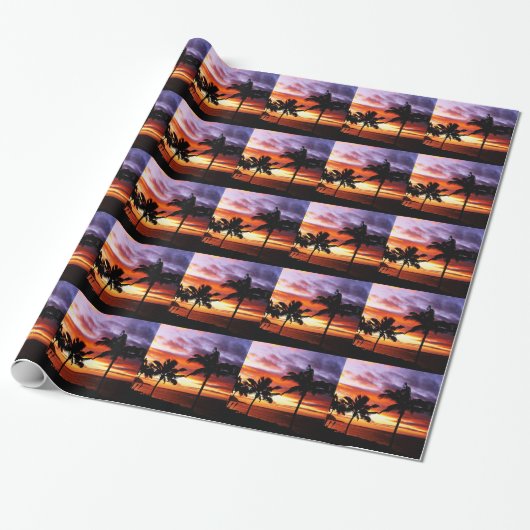 Hawaiian sunset geschenkpapier (Ungerollt)