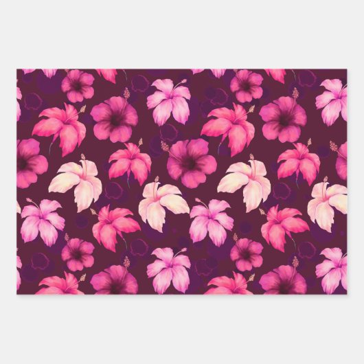 Hawaiian Sunset Glow: Hibiskus Wrapping Paper Geschenkpapier Set (Vorderseite 3)