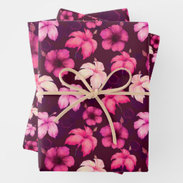Hawaiian Sunset Glow: Hibiskus Wrapping Paper Geschenkpapier Set