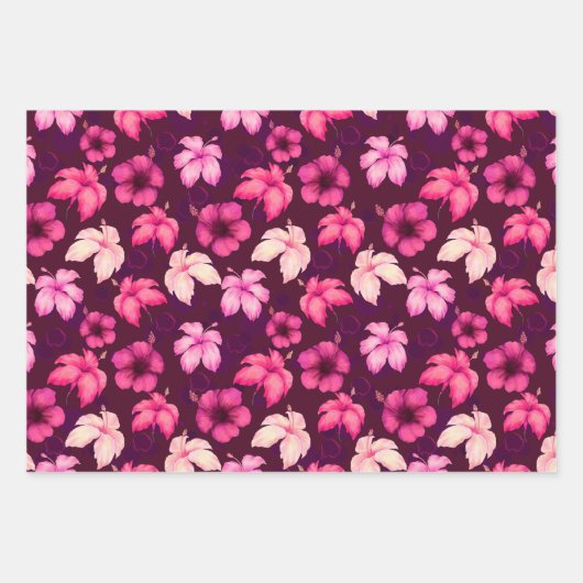 Hawaiian Sunset Glow: Hibiskus Wrapping Paper Geschenkpapier Set (Vorderseite)