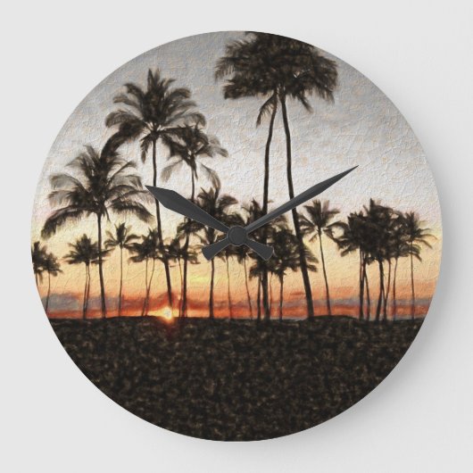 Hawaiian Sunset Große Wanduhr (Vorderseite)