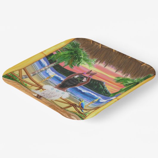 Hawaiian Sunset Hula Dancer Pappteller (Gewinkelt)