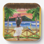 Hawaiian Sunset Hula Dancer Pappteller (Vorderseite)