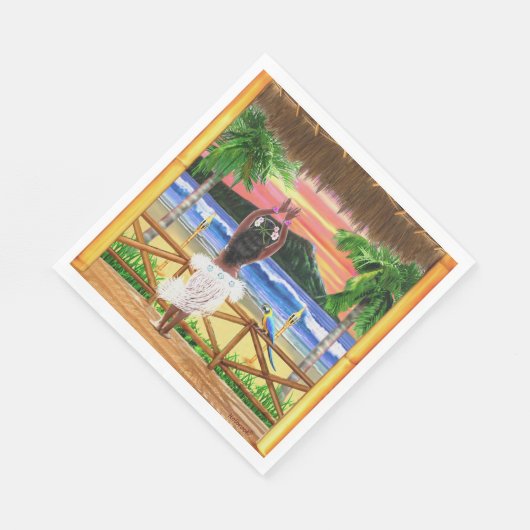 Hawaiian Sunset Hula Dancer Serviette (Ecke)