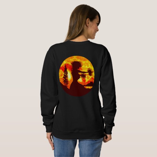 Hawaiian Sunset Hula Palms Sweatshirt (Schwarz voll)