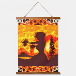 Hawaiian Sunset Hula Palms Wandteppich Mit Holzrahmen