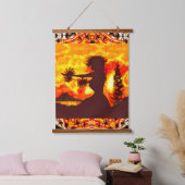 Hawaiian Sunset Hula Palms Wandteppich Mit Holzrahmen (Schlafzimmer)