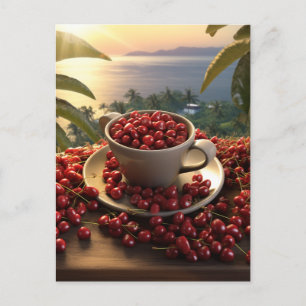 Hawaiian Sunset Nah-up Coffee Cherries Paradise Postkarte