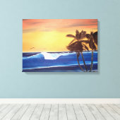 Hawaiian Sunset Painting Wrapped Canvas Leinwanddruck (Insitu (Holzboden))