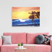 Hawaiian Sunset Painting Wrapped Canvas Leinwanddruck (Insitu (Wohnzimmer))