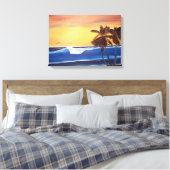 Hawaiian Sunset Painting Wrapped Canvas Leinwanddruck (Insitu (Schlafzimmer))