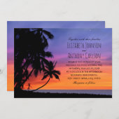 Hawaiian Sunset Palm Tree Beach Hochzeit Einladung (Vorne/Hinten)