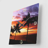 Hawaiian sunset quadratische wanduhr (Winkel)