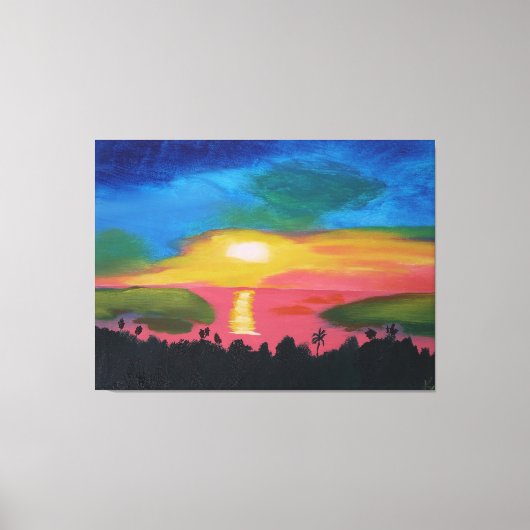 Hawaiian Sunset Sky Original Acrylmalerei Leinwanddruck (Vorderseite)