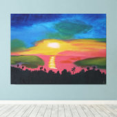 Hawaiian Sunset Sky Original Acrylmalerei Leinwanddruck (Insitu (Holzboden))