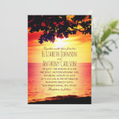 Hawaiian Sunset Tropical Tree Beach Hochzeit Einladung (Stehend Vorderseite)