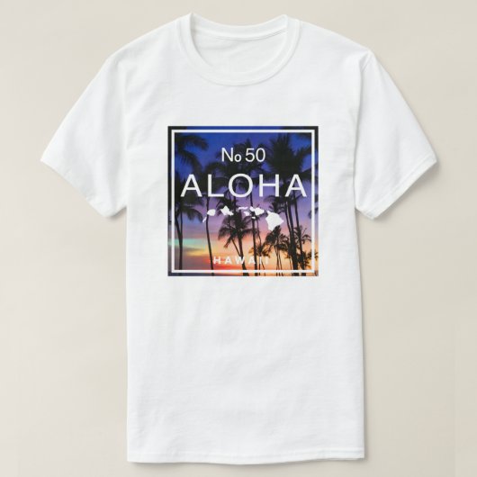Hawaiian Sunset Vibes mit Palmbaumglühen T-Shirt (Design vorne)