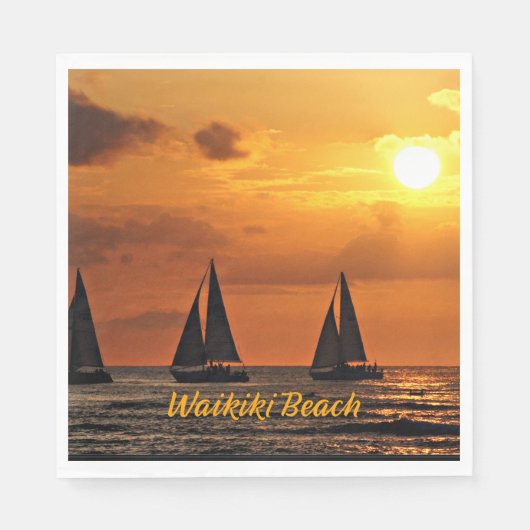 Hawaiian Sunset, Waikiki Beach, Serviette (Vorderseite)