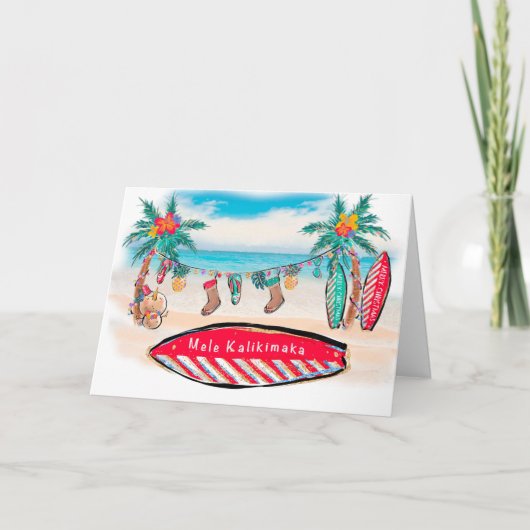 Hawaiian Surf Board Weihnachtskarte Dankeskarte (Vorderseite)