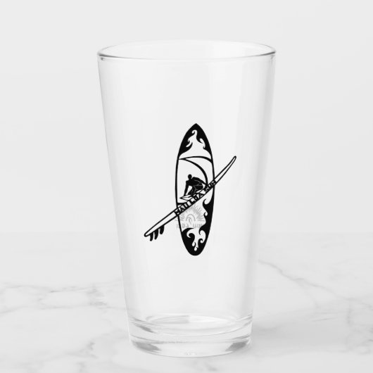 Hawaiian Surf Typ Water Beer Brille Glas (Vorderseite)