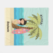 Hawaiian Surfer Girl Fleecedecke (Vorderseite (Horizontal))